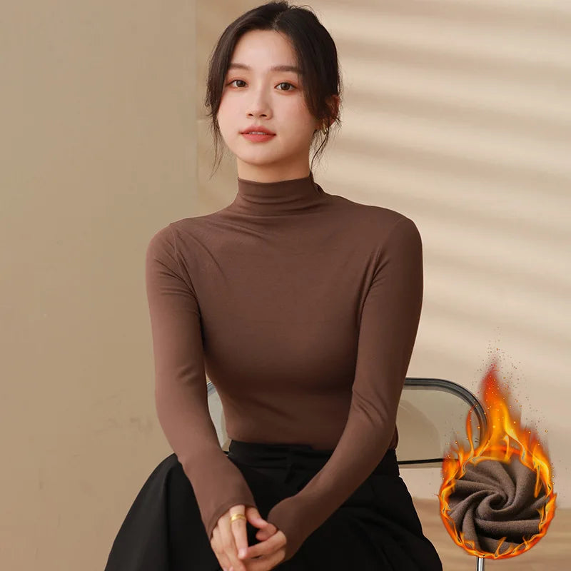 Women Half‑Turtleneck Modal Bottoming Shirt