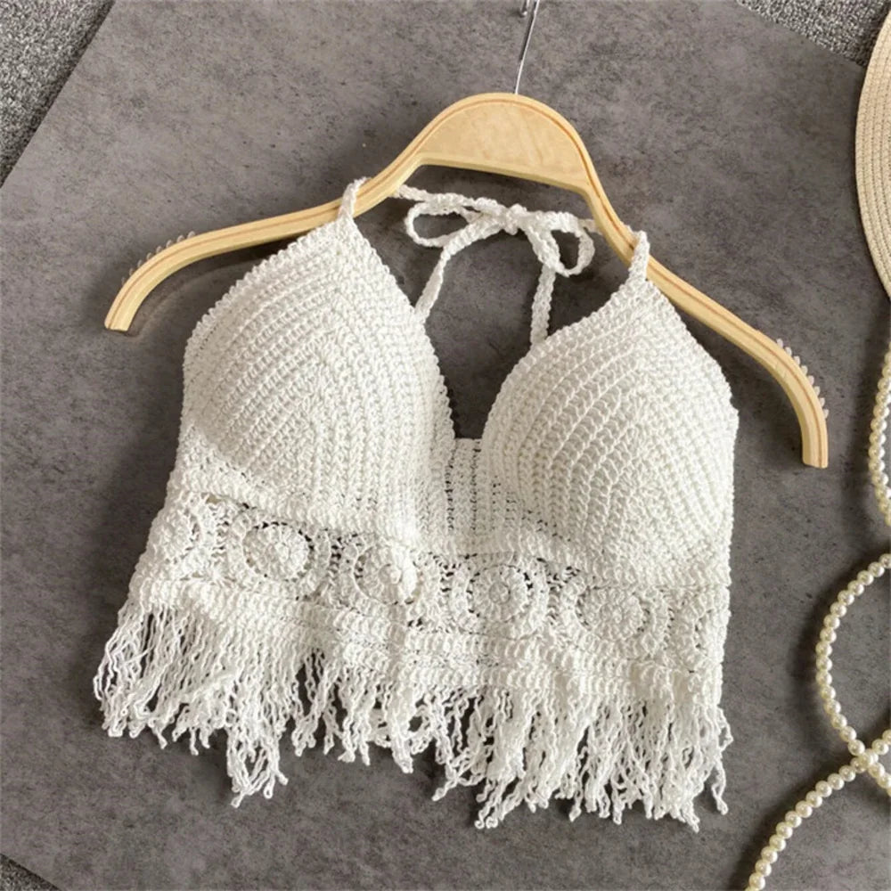 Boho Fringe Halter Crop Top