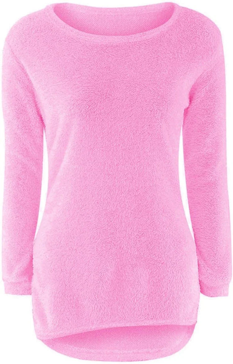 Women Warm Solid‑Color O‑Neck Loose Knit Sweater