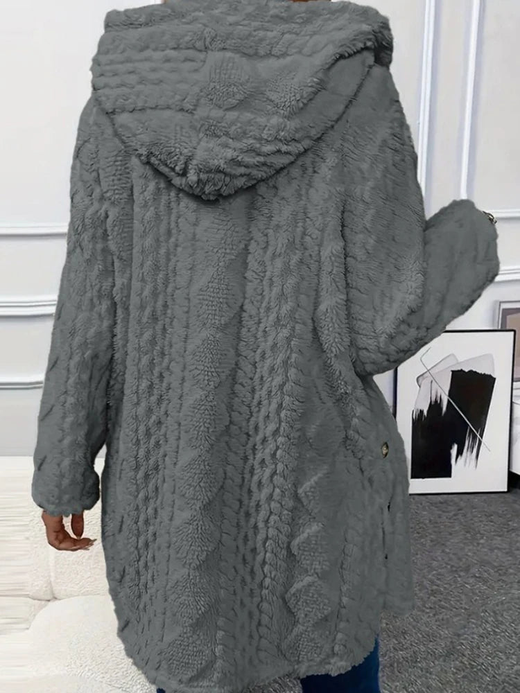 Women’s Thick Plush Hooded Cardigan