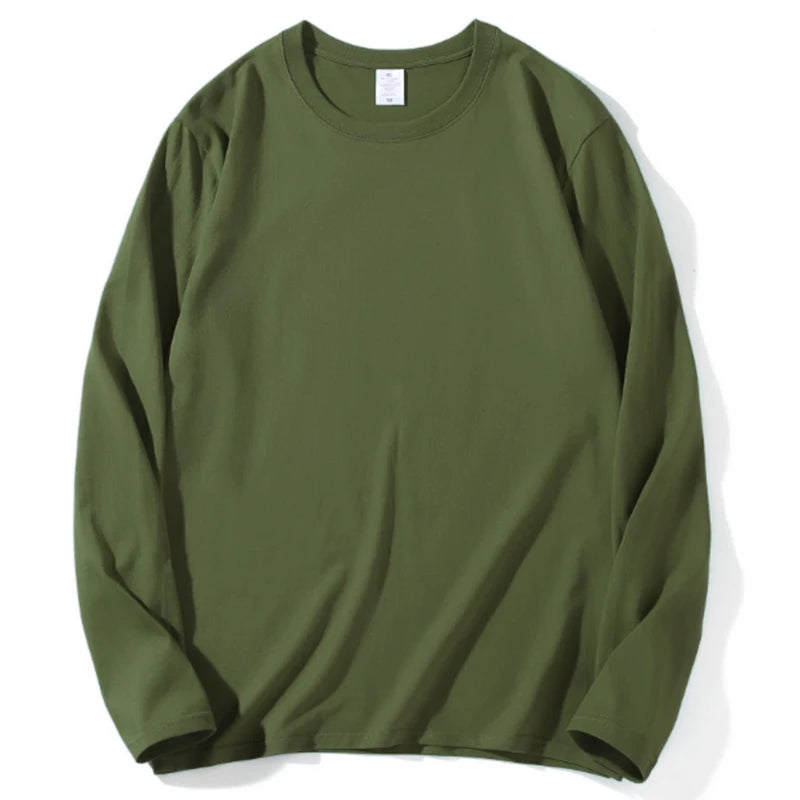 Women Leisure Cotton Long‑Sleeve Round‑Neck Top