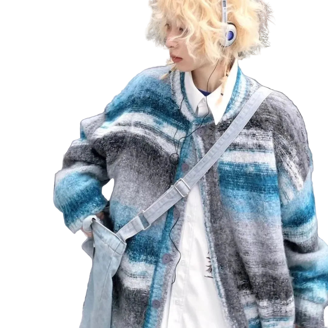 Y2K Striped Knit Cardigan