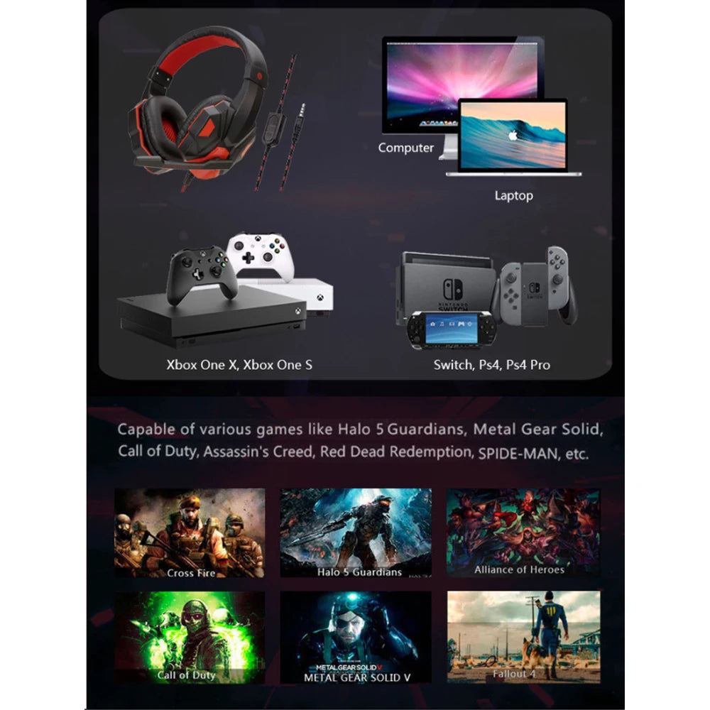 Gaming Headphones 3.5MM Wired
