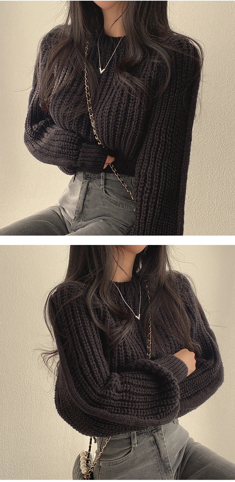 Women’s Loose Vintage Harajuku Lantern Sleeve Sweater