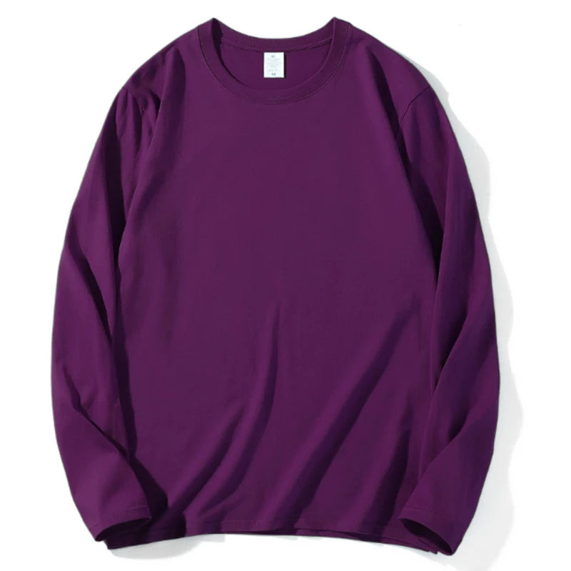 Women Leisure Cotton Long‑Sleeve Round‑Neck Top