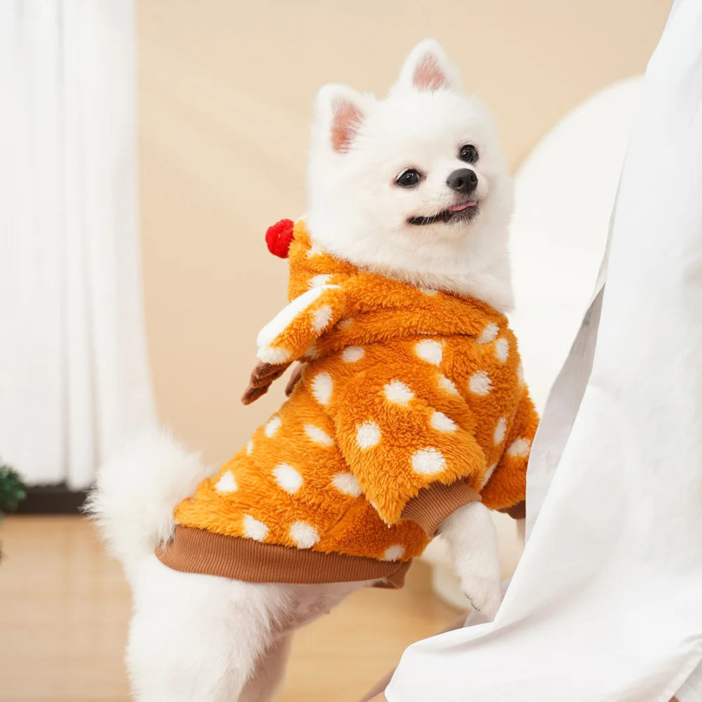 1pc Cute Christmas reindeer pet clothing is a must-have item for small cats and dogs during Christmas