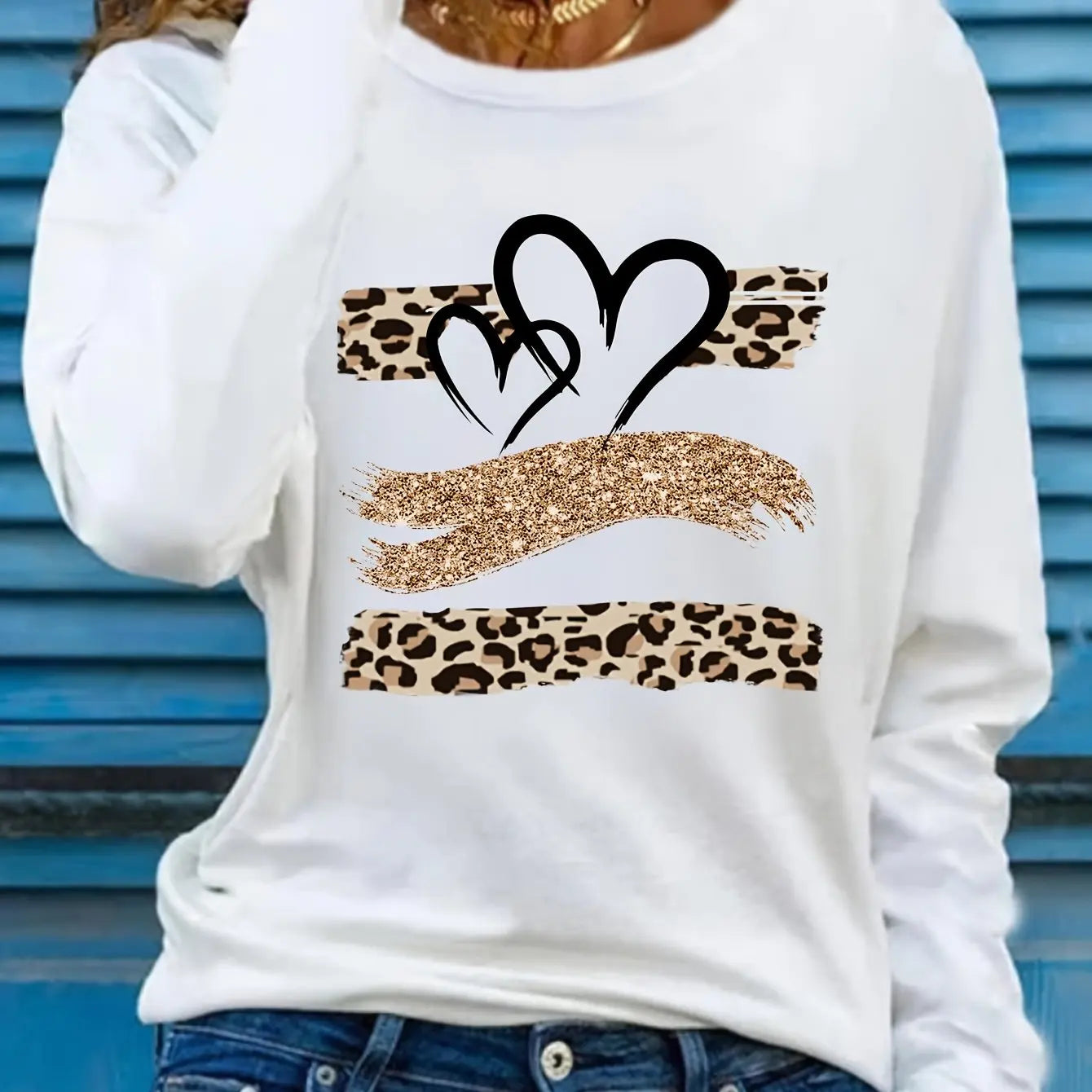 Women’s Cotton Printed Long‑Sleeve Top