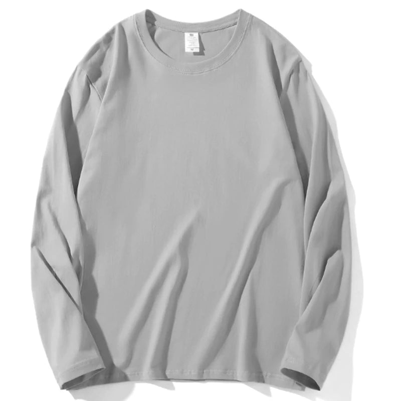 Women Leisure Cotton Long‑Sleeve Round‑Neck Top