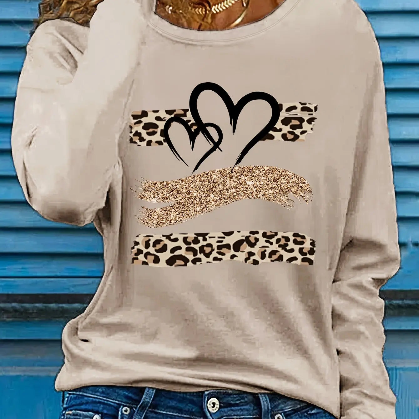 Women’s Cotton Printed Long‑Sleeve Top