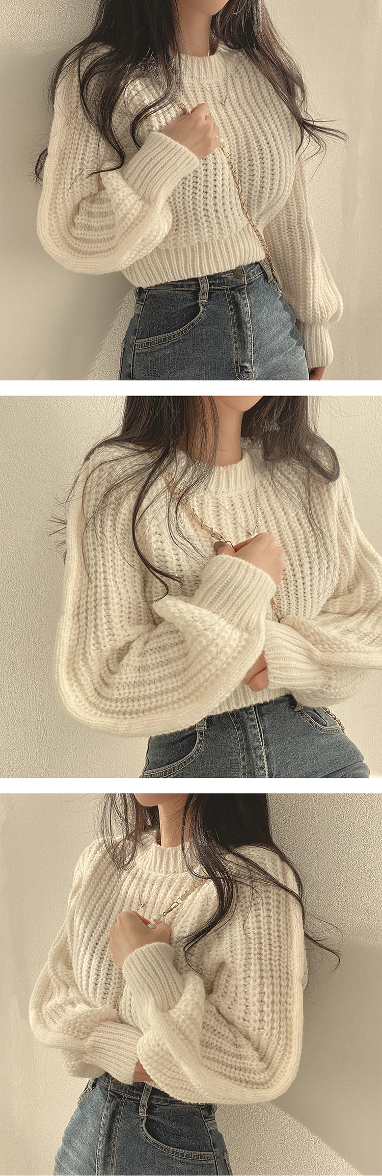 Women’s Loose Vintage Harajuku Lantern Sleeve Sweater