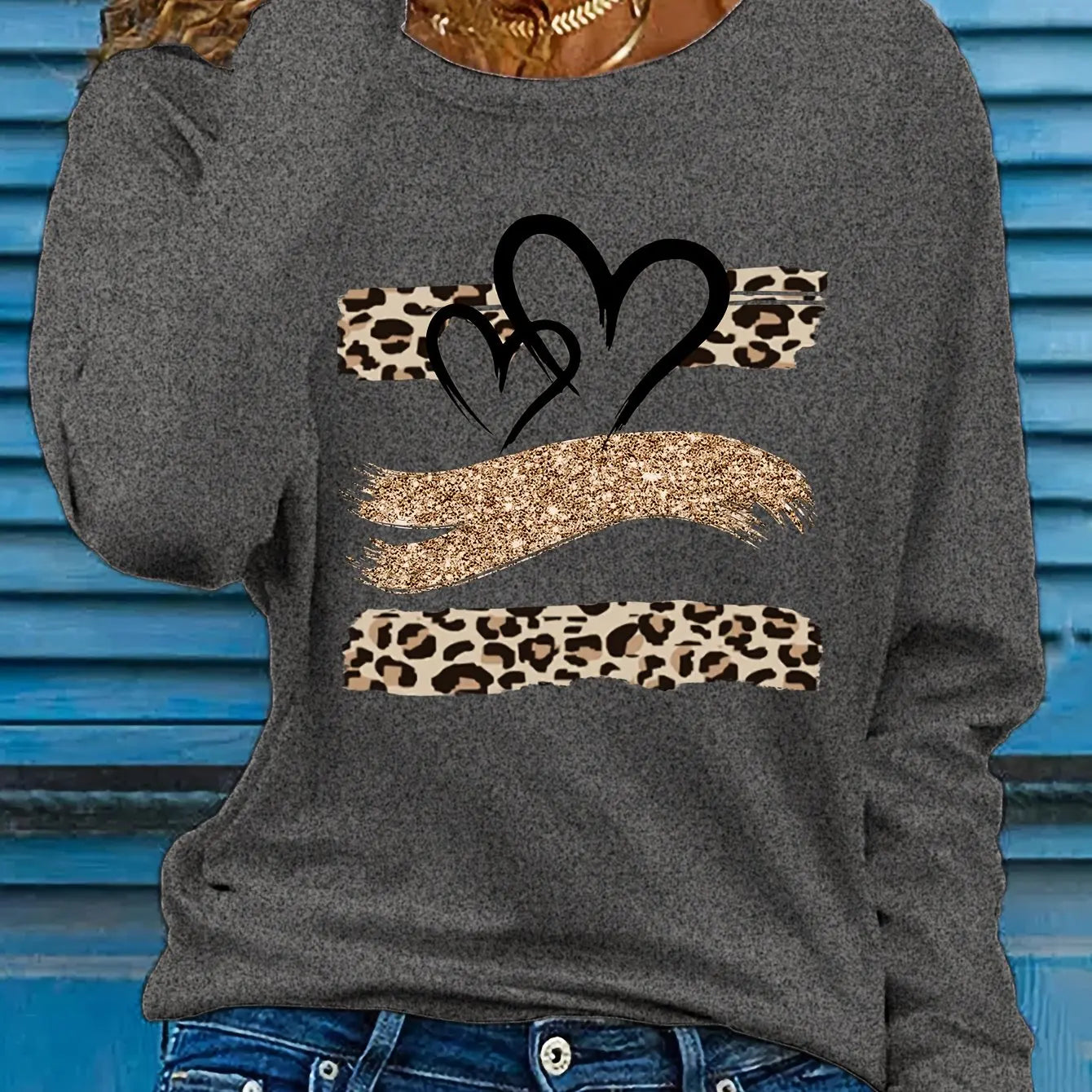 Women’s Cotton Printed Long‑Sleeve Top