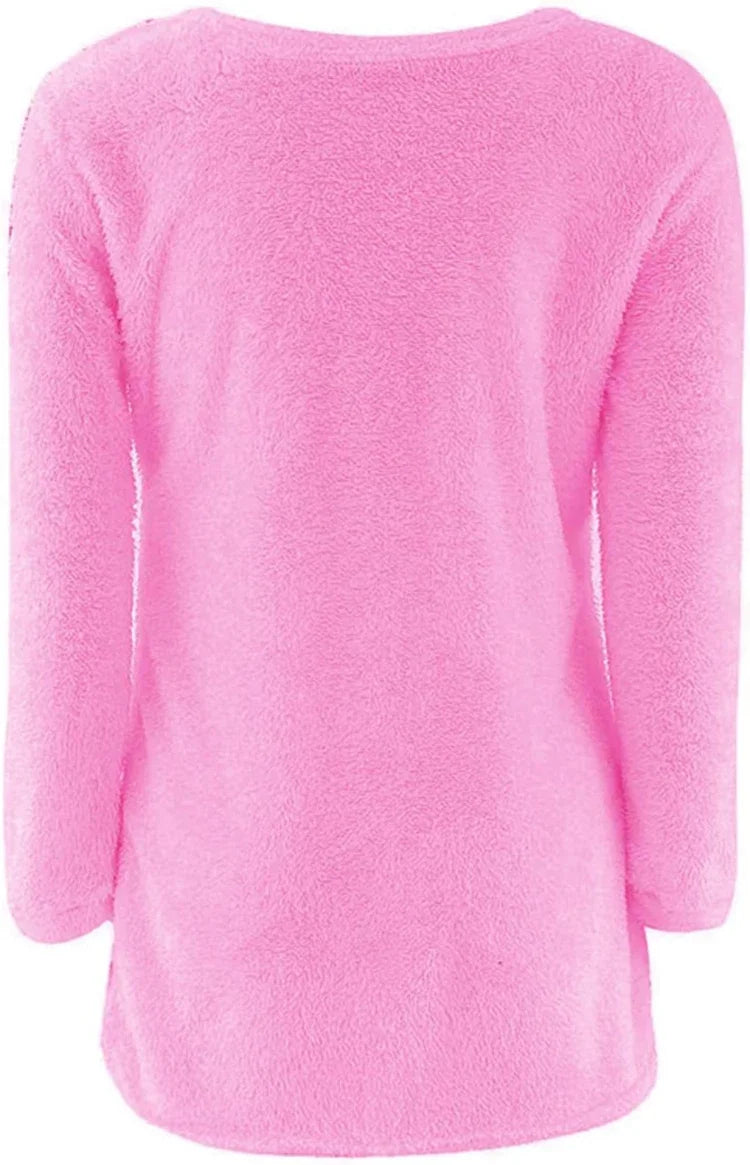 Women Warm Solid‑Color O‑Neck Loose Knit Sweater