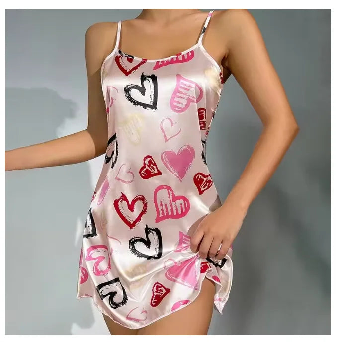 Midnight Blossom Satin Nightdress