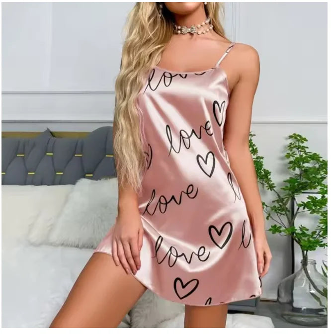 Midnight Blossom Satin Nightdress