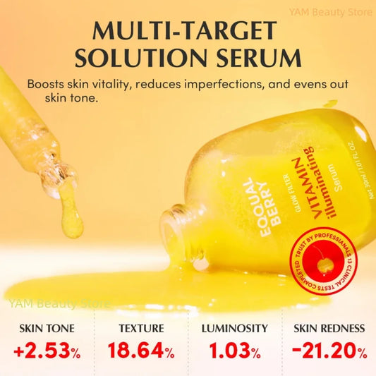 Korean Skin Care EQQUALBERRY Bakuchiol & Vitamin C Serum Set Niacinamide Serum Face Pore Care Firming Skin Brightening Essence