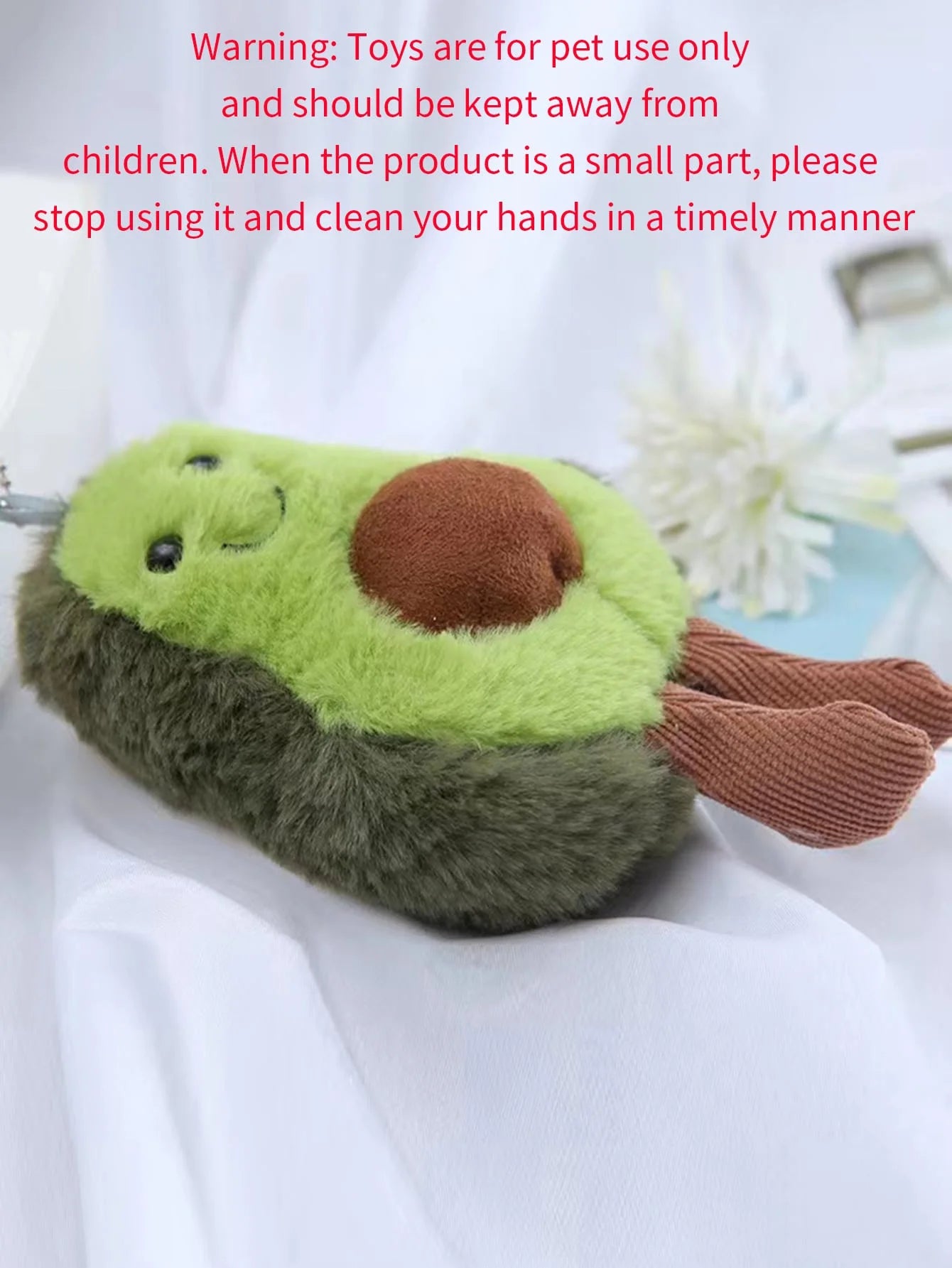 A cute avocado pet plush