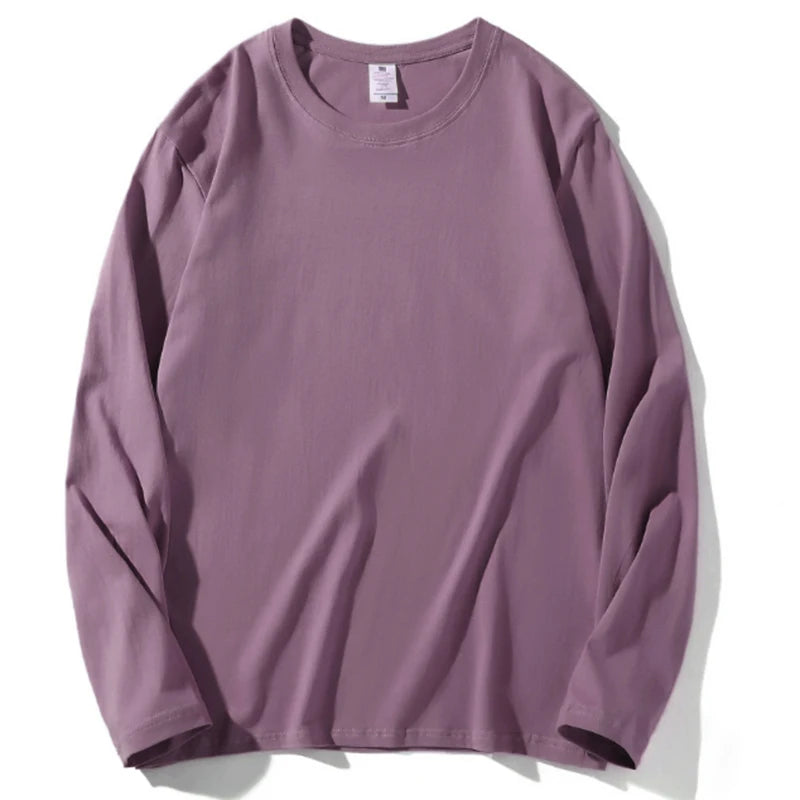 Women Leisure Cotton Long‑Sleeve Round‑Neck Top