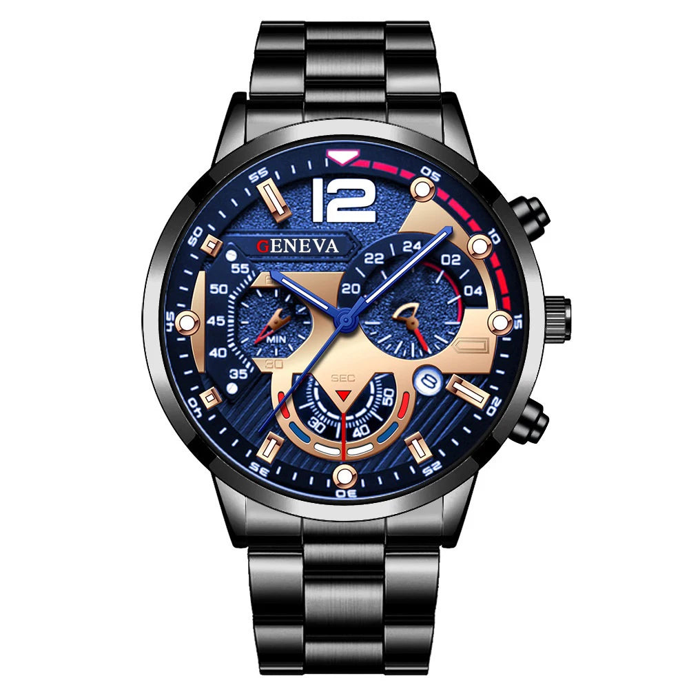 Fashion Men's Watches: Stainless Steel Band Analog Quartz Wristwatch