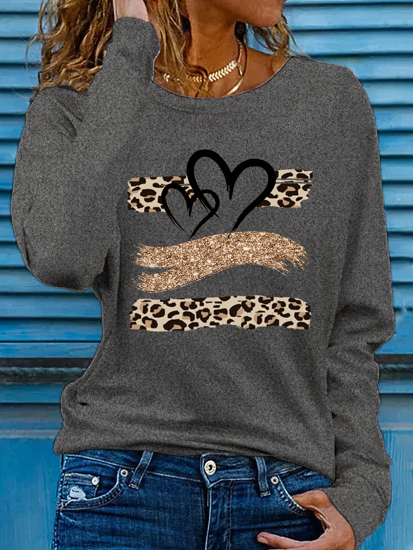 Women’s Cotton Printed Long‑Sleeve Top