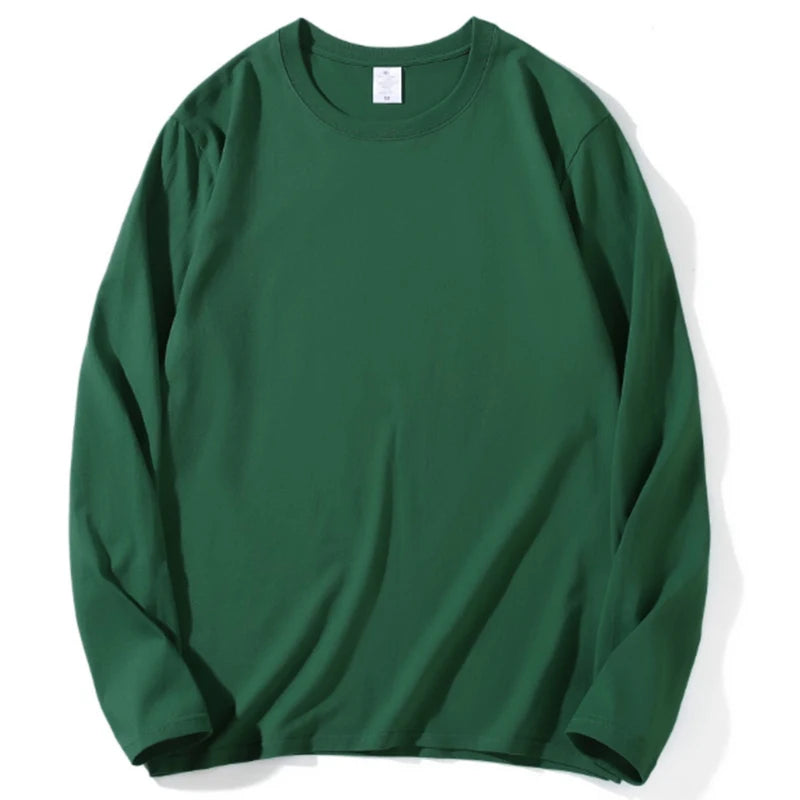 Women Leisure Cotton Long‑Sleeve Round‑Neck Top