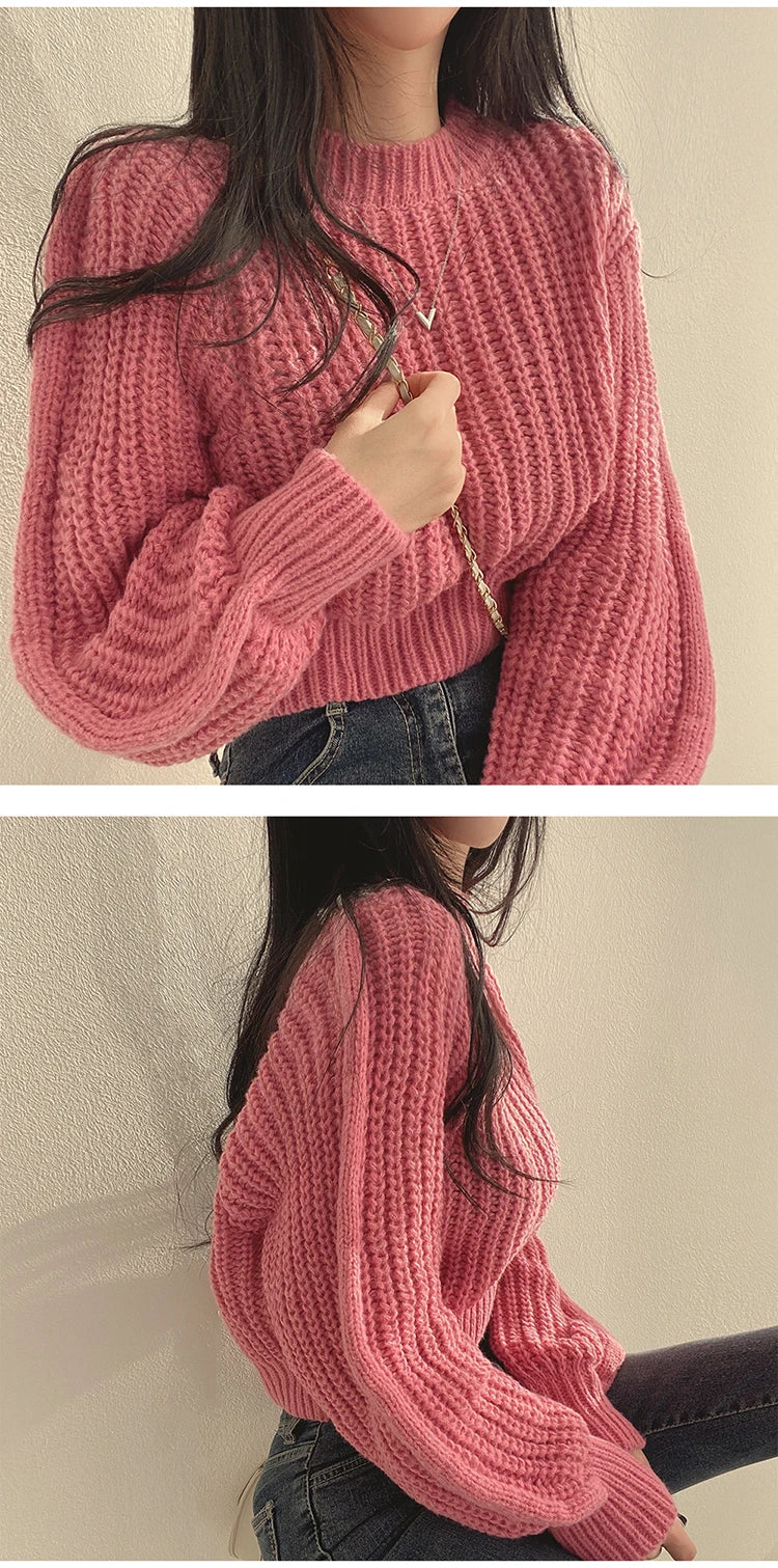 Women’s Loose Vintage Harajuku Lantern Sleeve Sweater