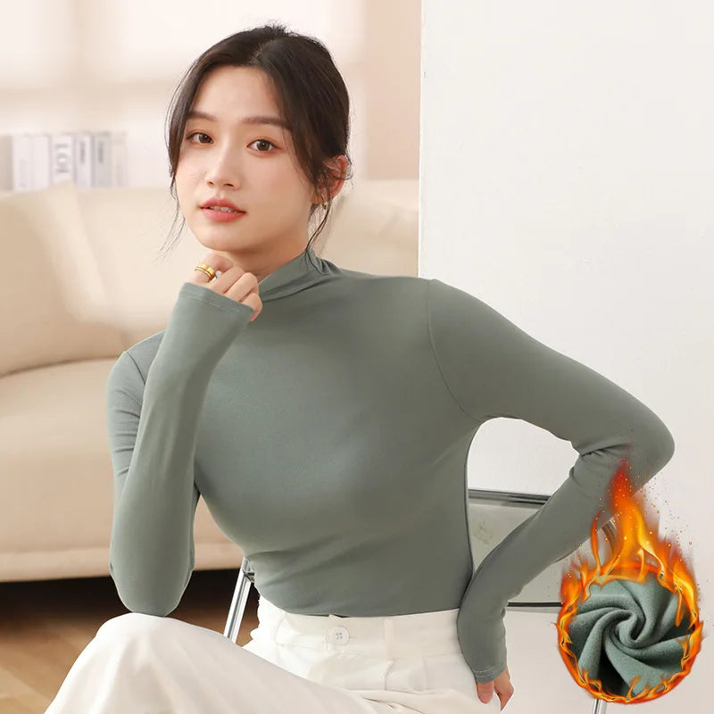 Women Half‑Turtleneck Modal Bottoming Shirt