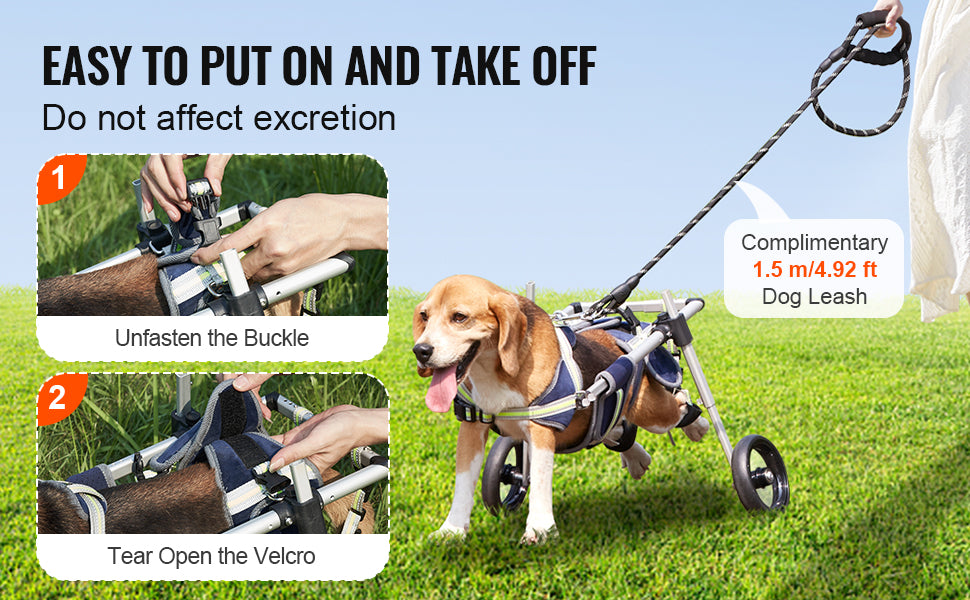 SucceBuy 2 Wheels Dog Wheelchair for Back Legs Pet Wheelchair Dog Cart/Wheelchair for Disabled Paralysis Hind Limb Weak Pet