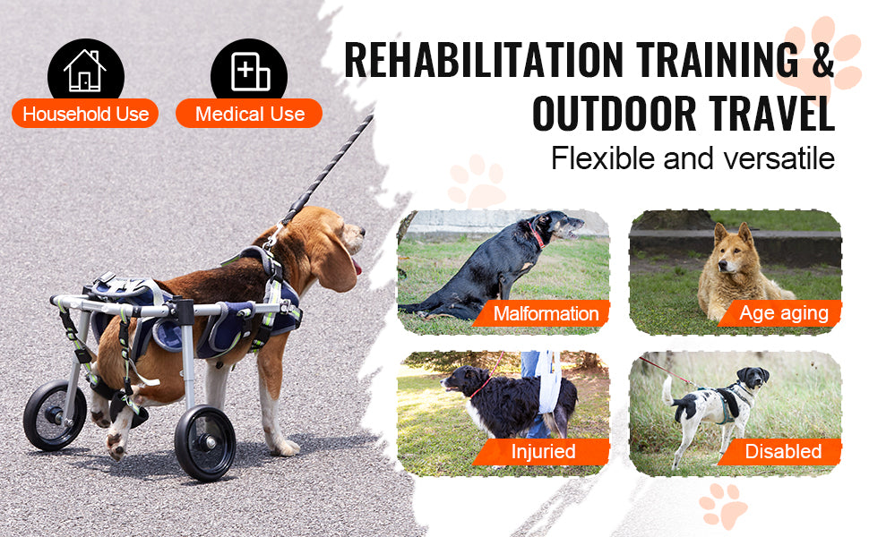 SucceBuy 2 Wheels Dog Wheelchair for Back Legs Pet Wheelchair Dog Cart/Wheelchair for Disabled Paralysis Hind Limb Weak Pet